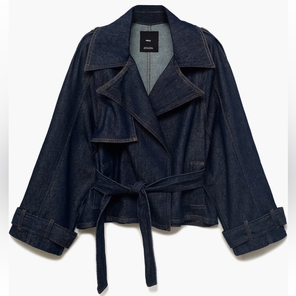Mango Denim Belted Trench Jacket